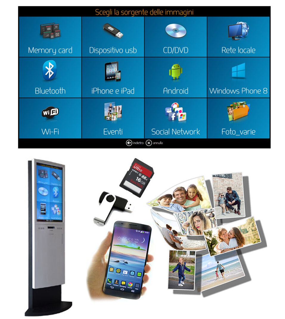 stampa foto da smartphone e supporti di memoria