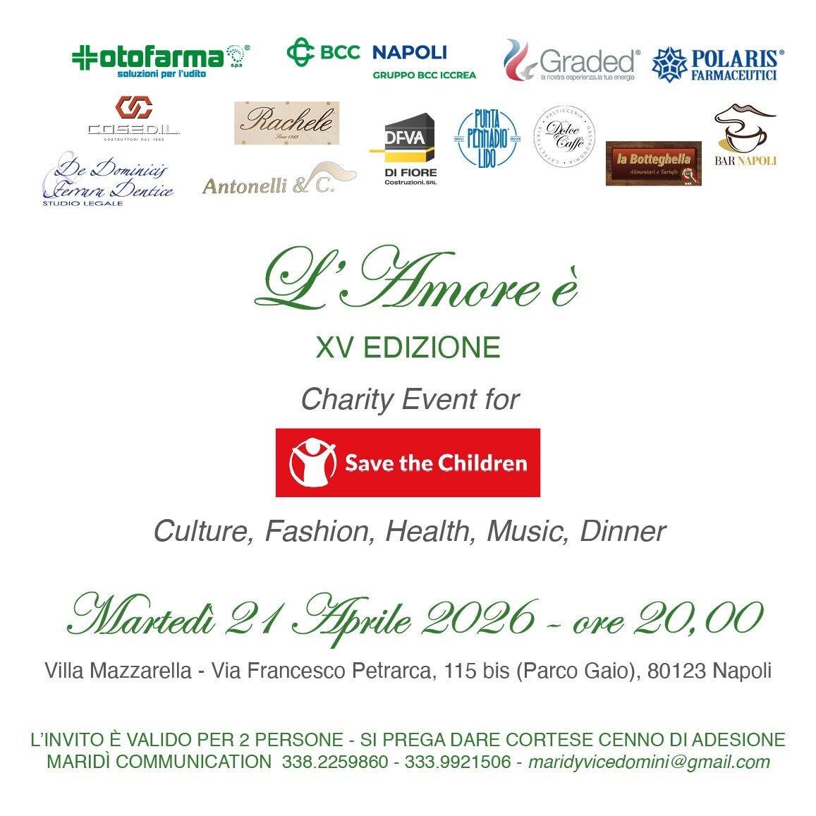 GRANDE ATTESA PER IL CHARITY GALA l&rsquo;AMORE E&rsquo; A SOSTEGNO DI SAVE THE CHILDREN