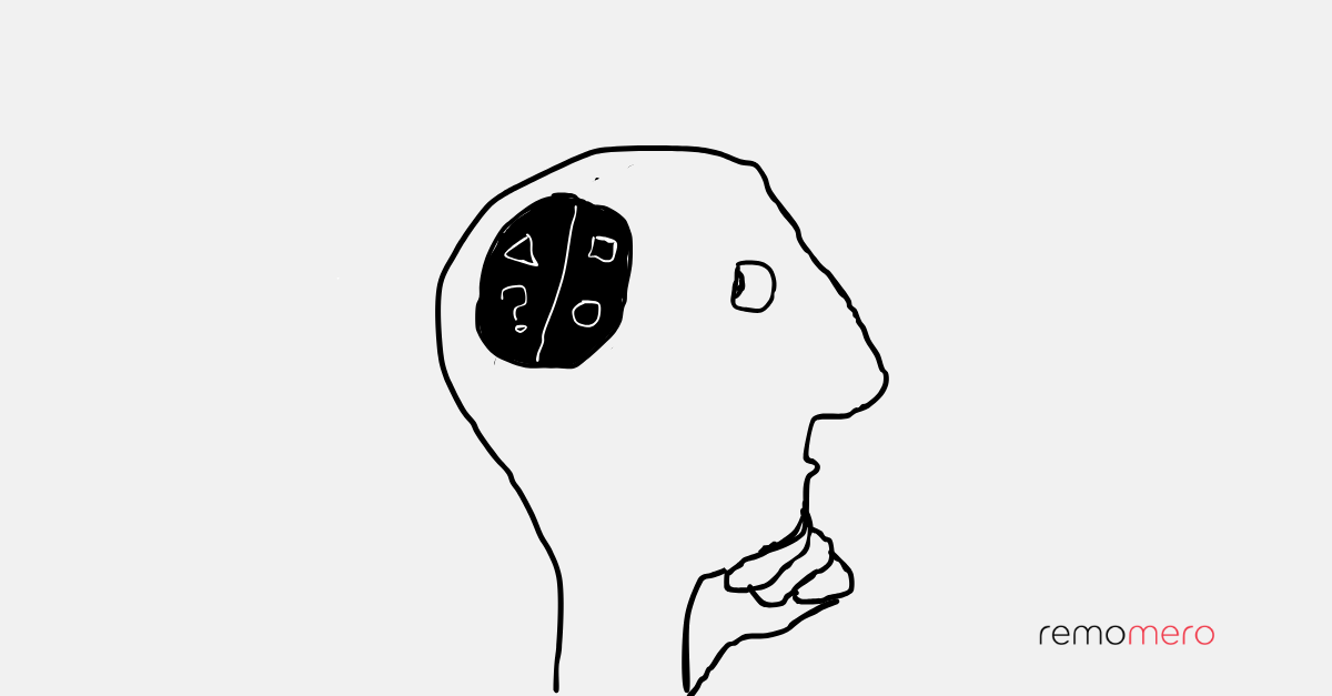 forma-mentis.png Disegno di un volto stilizzato che guarda indietro verso la sua mente: metafora della forma mentis
