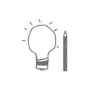 Disegno-schizzo di una matita accanto a una lampadina accesa: metafora di ideazione e progettazione Disegno-schizzo di una matita accanto a una lampadina accesa: metafora di ideazione e progettazione