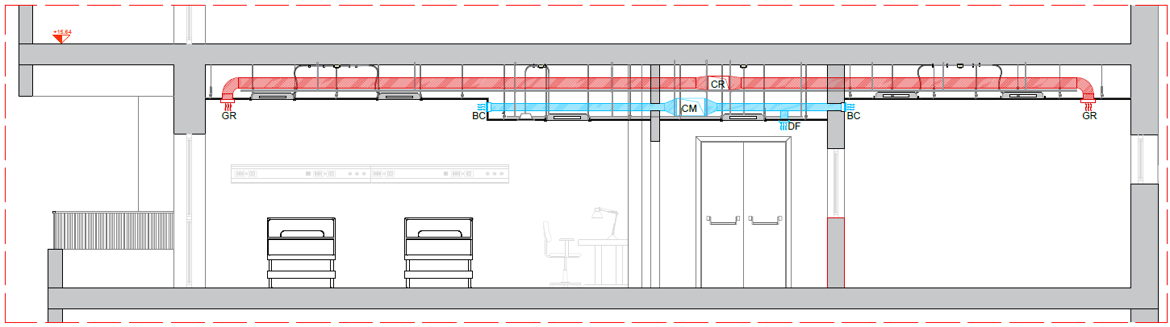 Distribuzione aeraulica ambiente tipo - Degenza Distribuzione aeraulica ambiente tipo - Degenza