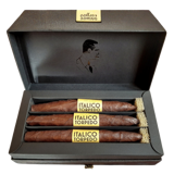 igaro Italico Torpedo con punta affusolata, fascia decorativa e foglia di tabacco scura in primo piano