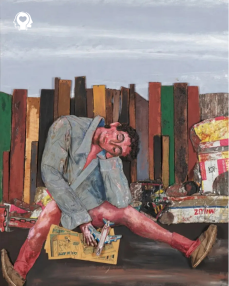 figura seduta in ambiente urbano