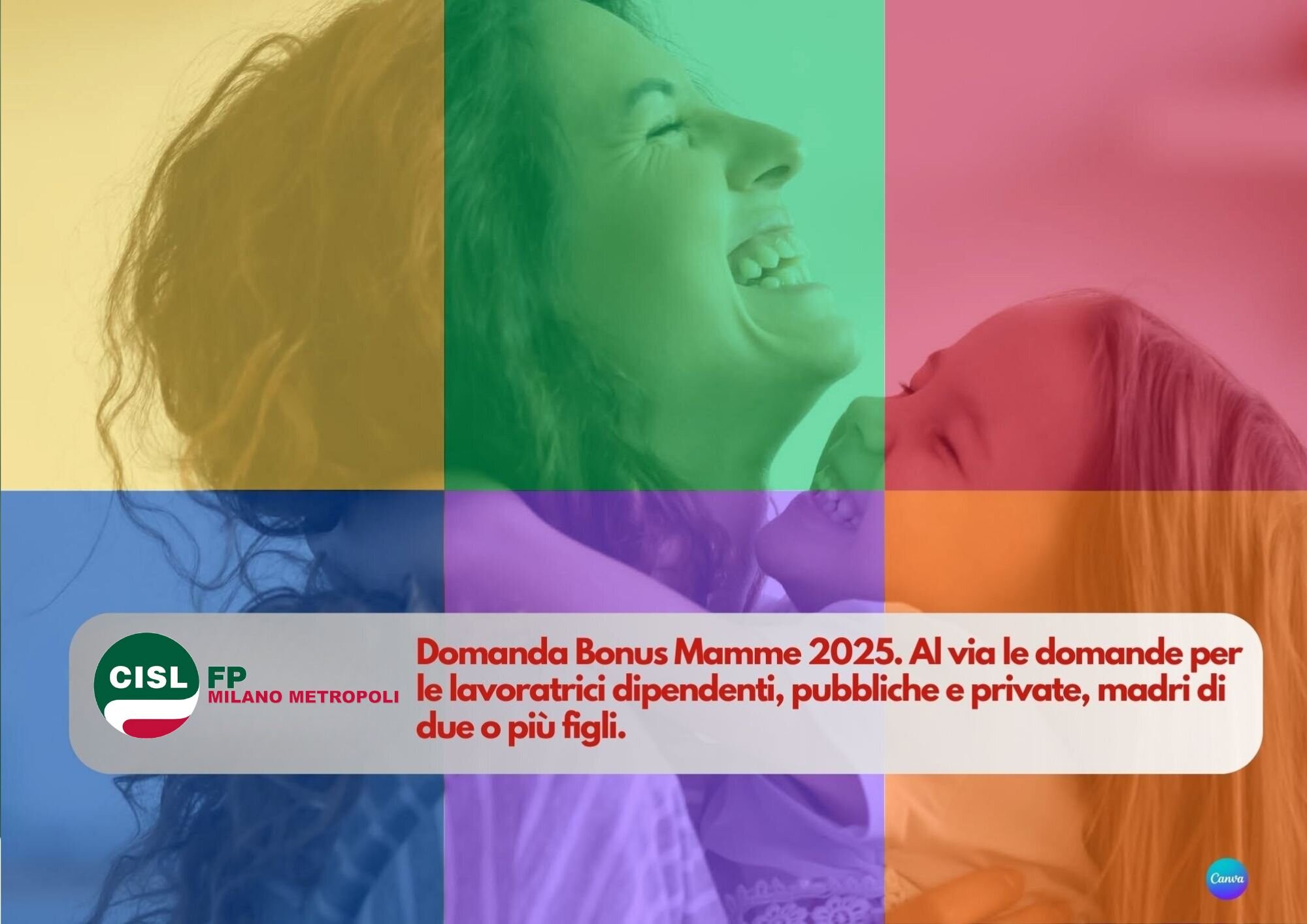 CISL FP Milano Metropoli. Domanda Bonus Mamme 2025. Chi, come, quando: il promemoria!