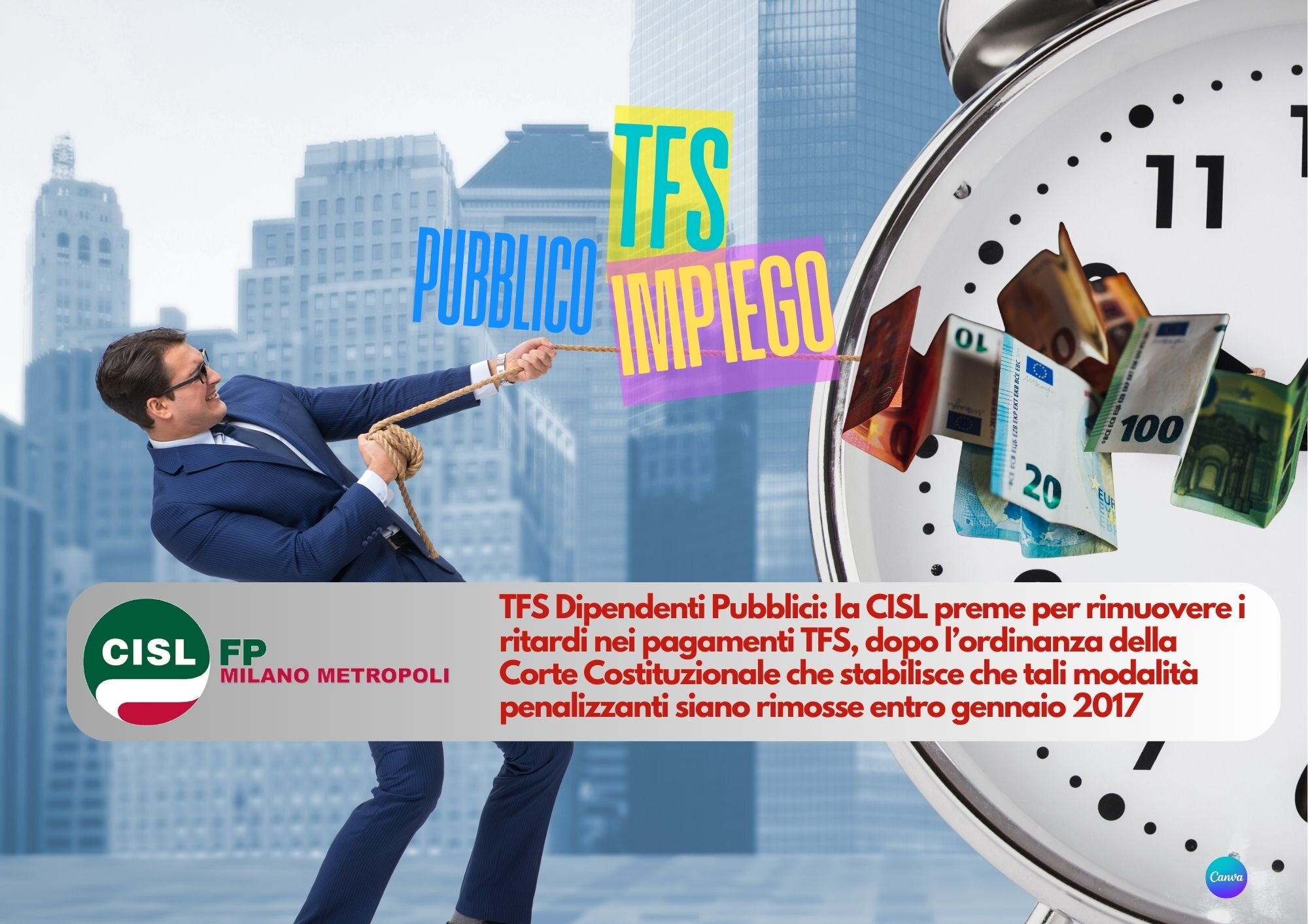 CISL FP Milano Metropoli. TFS Dipendenti pubblici: il ritardo nei pagamenti va rimosso entro il 2027
