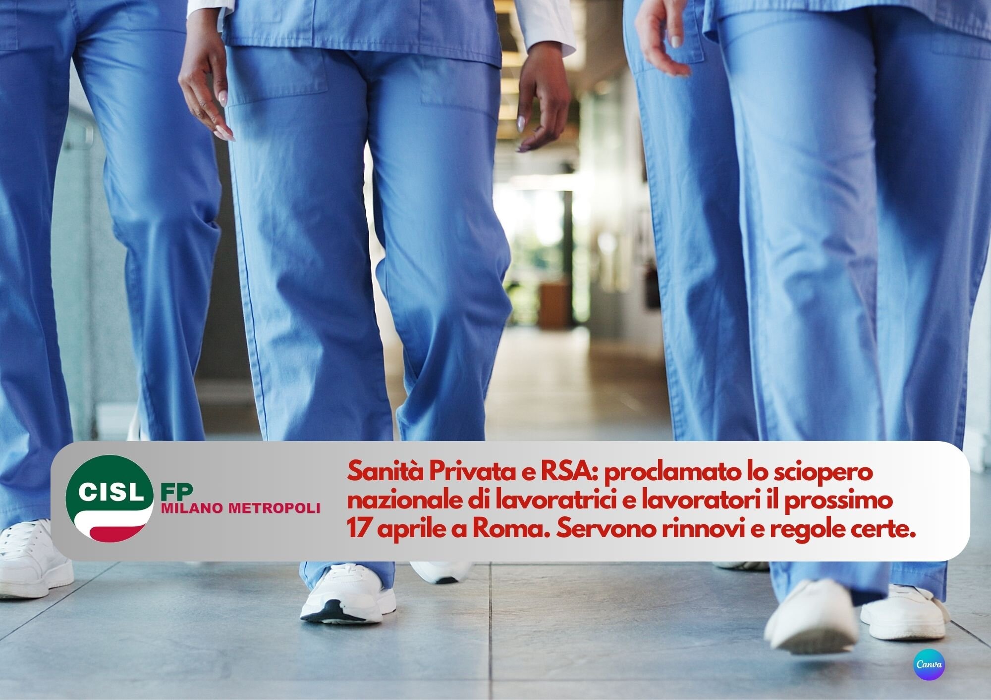 CISL FP Milano Metropoli. Sanit&agrave; Privata e RSA: 17 aprile sciopero nazionale a Roma.
