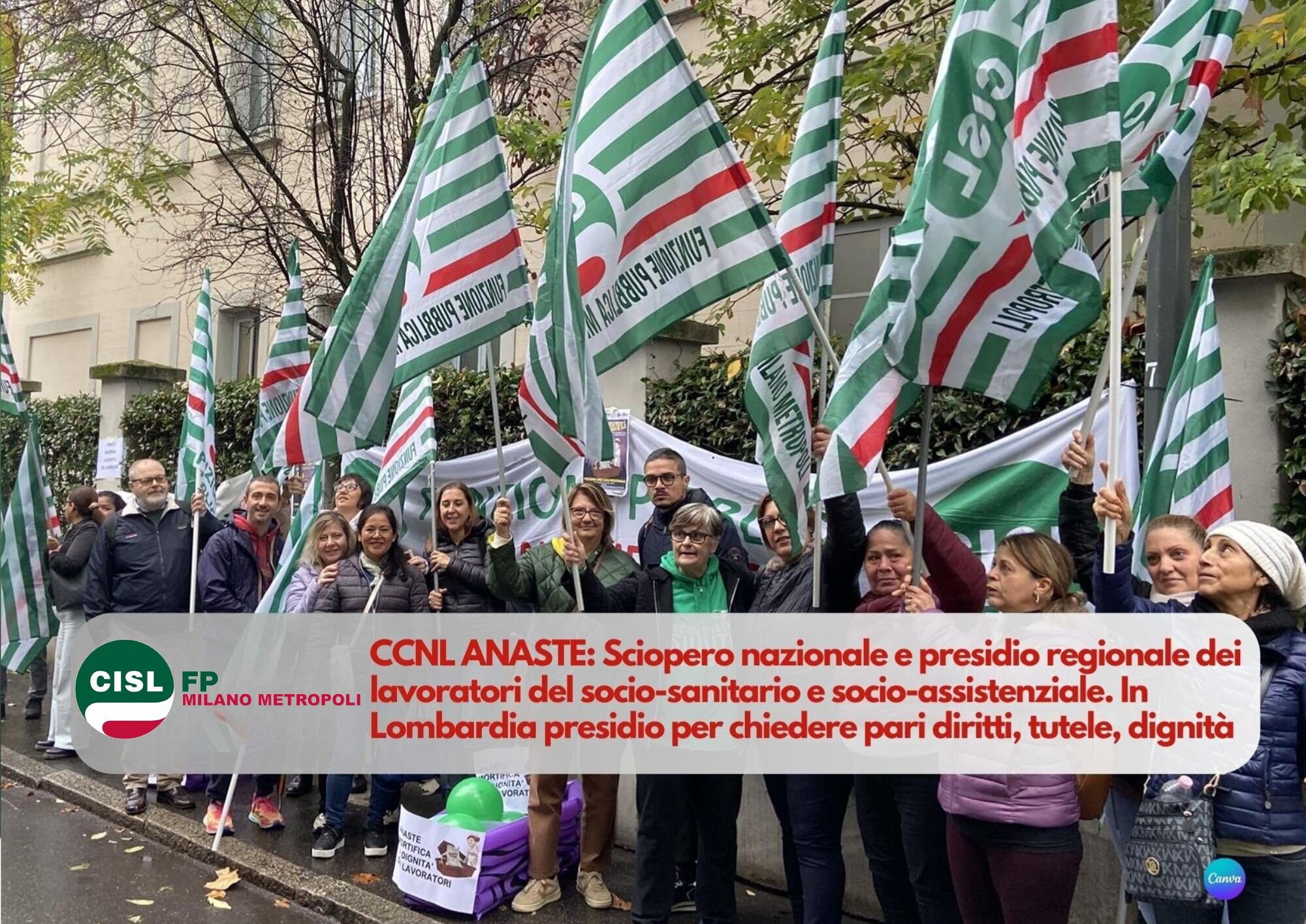 CISL FP Milano Metropoli. Anaste: giornata di sciopero nazionale e presidio regionale dei lavoratori: pari diritti, tutele e rispetto della dignit&agrave;