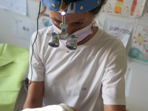 dott.ssa a lavoro nel suo studio dentistico