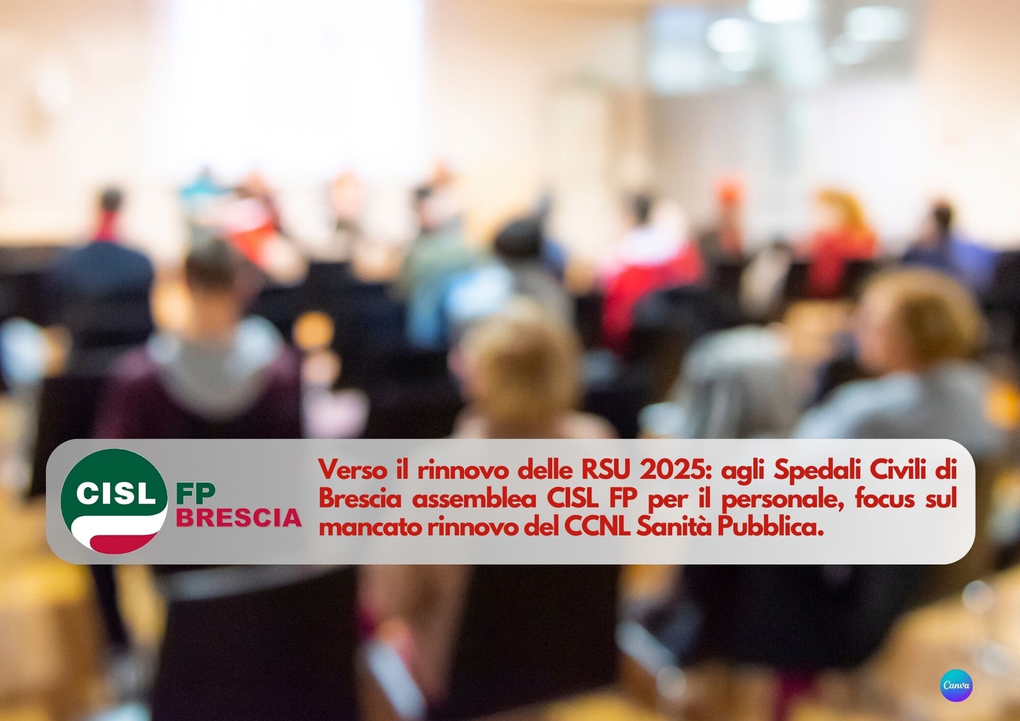 CISL FP Brescia. Assemblea agli Spedali Civili di Brescia, focus sul mancato rinnovo del CCNL Sanità Pubblica.