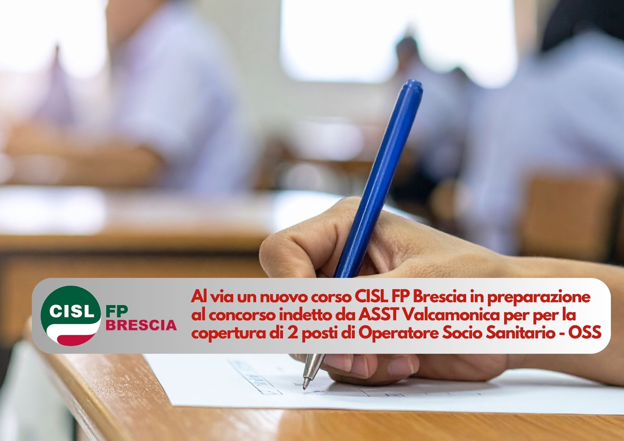CISL FP Brescia. Nuovo corso in preparazione al concorso indetto da ASST Valcamonica per operatore socio sanitario