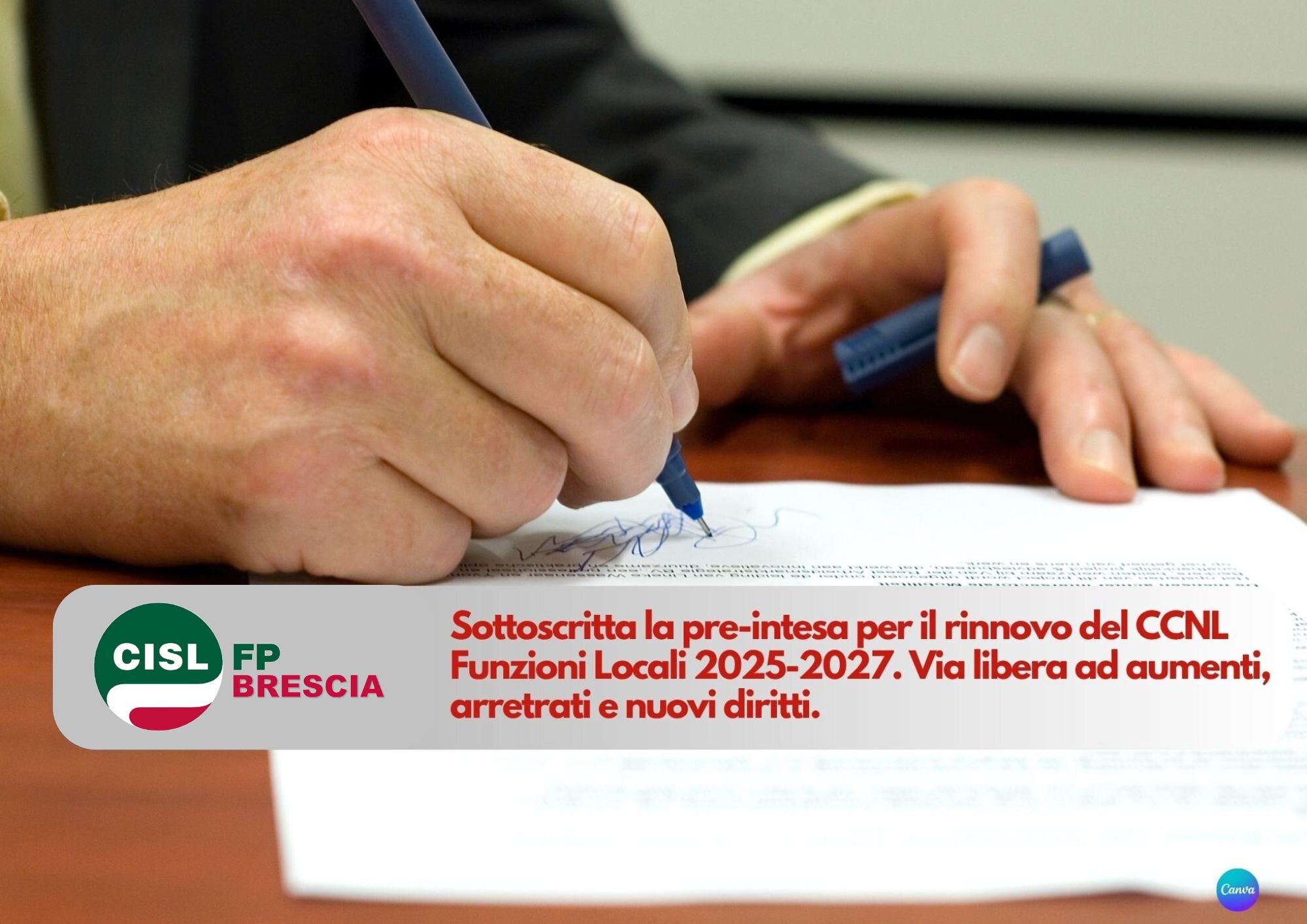 CISL FP Brescia. Firmato il CCNL Funzioni Locali 2025-2027. Rinnovi ravvicinati, salari più alti e nuovi diritti