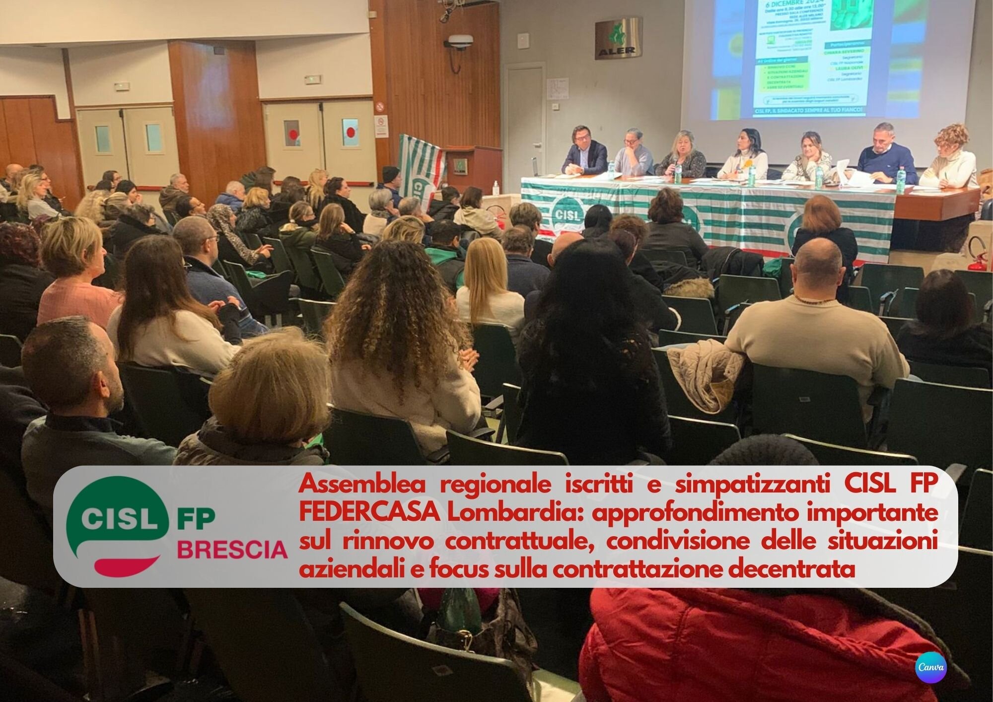 CISL FP Brescia. Assemblea CISL FP Federcasa dei lavoratori delle sedi ALER lombarde e di Metropolitana Milanese, focus su CCNL e contrattazione decentrata