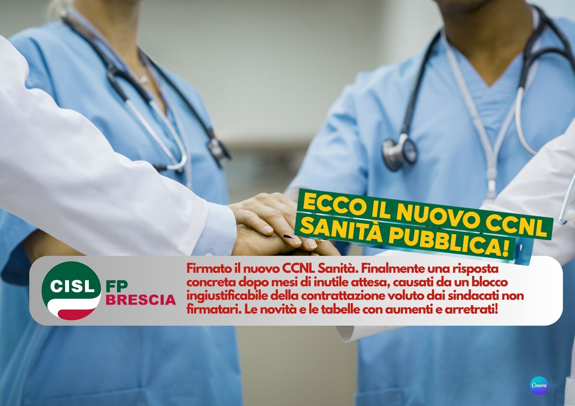 CISL FP Brescia. Firmato il nuovo Contratto Collettivo Sanità Pubblica 2022-2024. Novità, aumenti, arretrati!