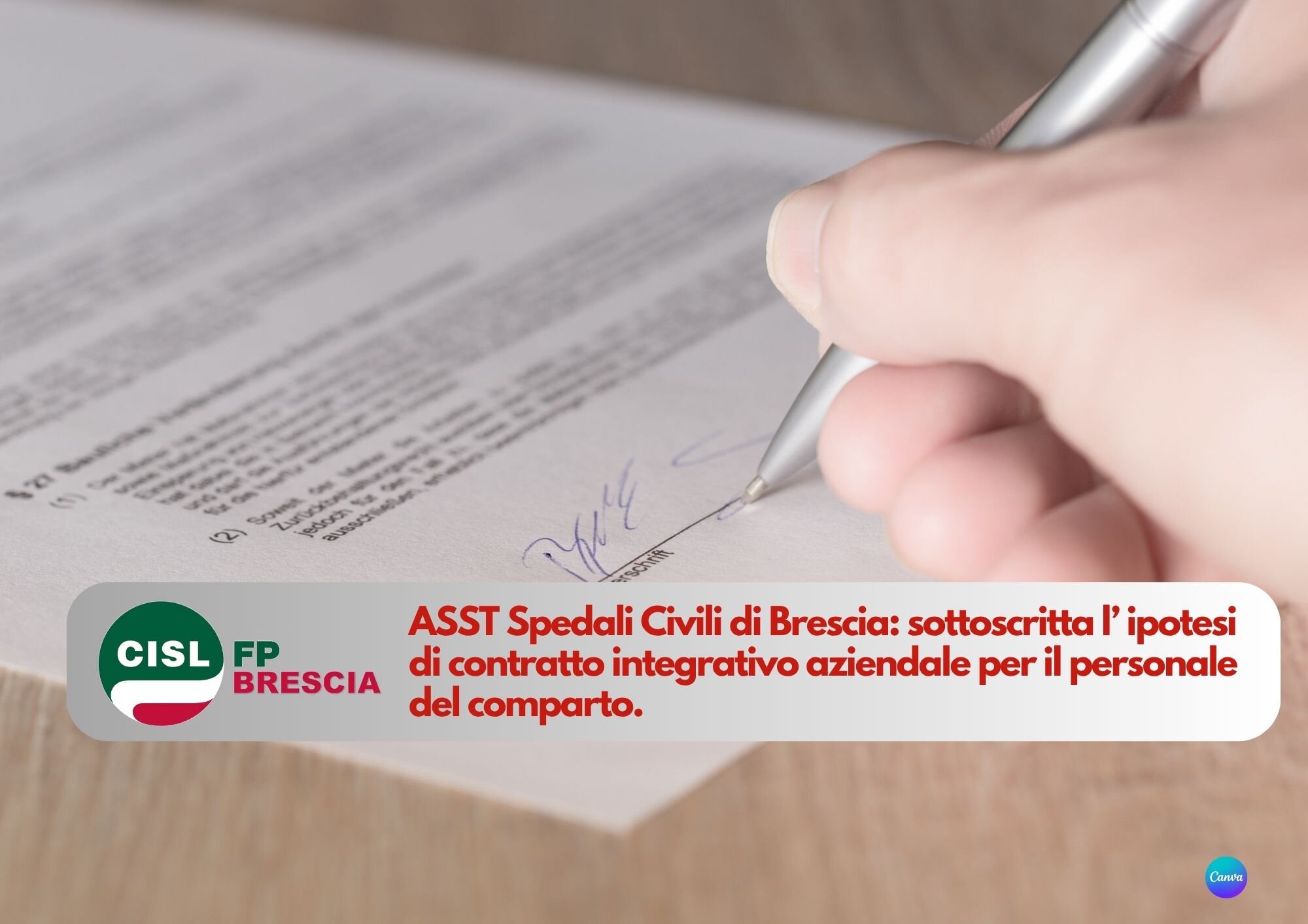 CISL FP Brescia. ASST Spedali Civili: sottoscritto il Contratto Integrativo Aziendale