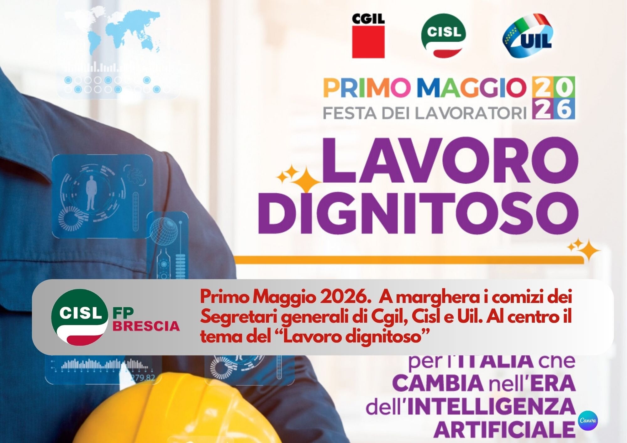 CISL FP Brescia. Festa dei lavoratori, il lavoro dignitoso tema centrale del 1^ maggio 2026