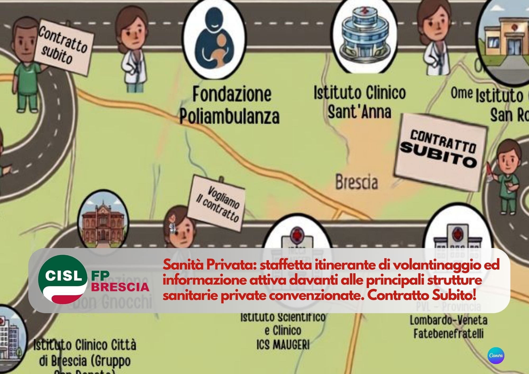 CISL FP Brescia. Prosegue la mobilitazione della Sanità Privata, al via la staffetta di volantinaggio itinerante