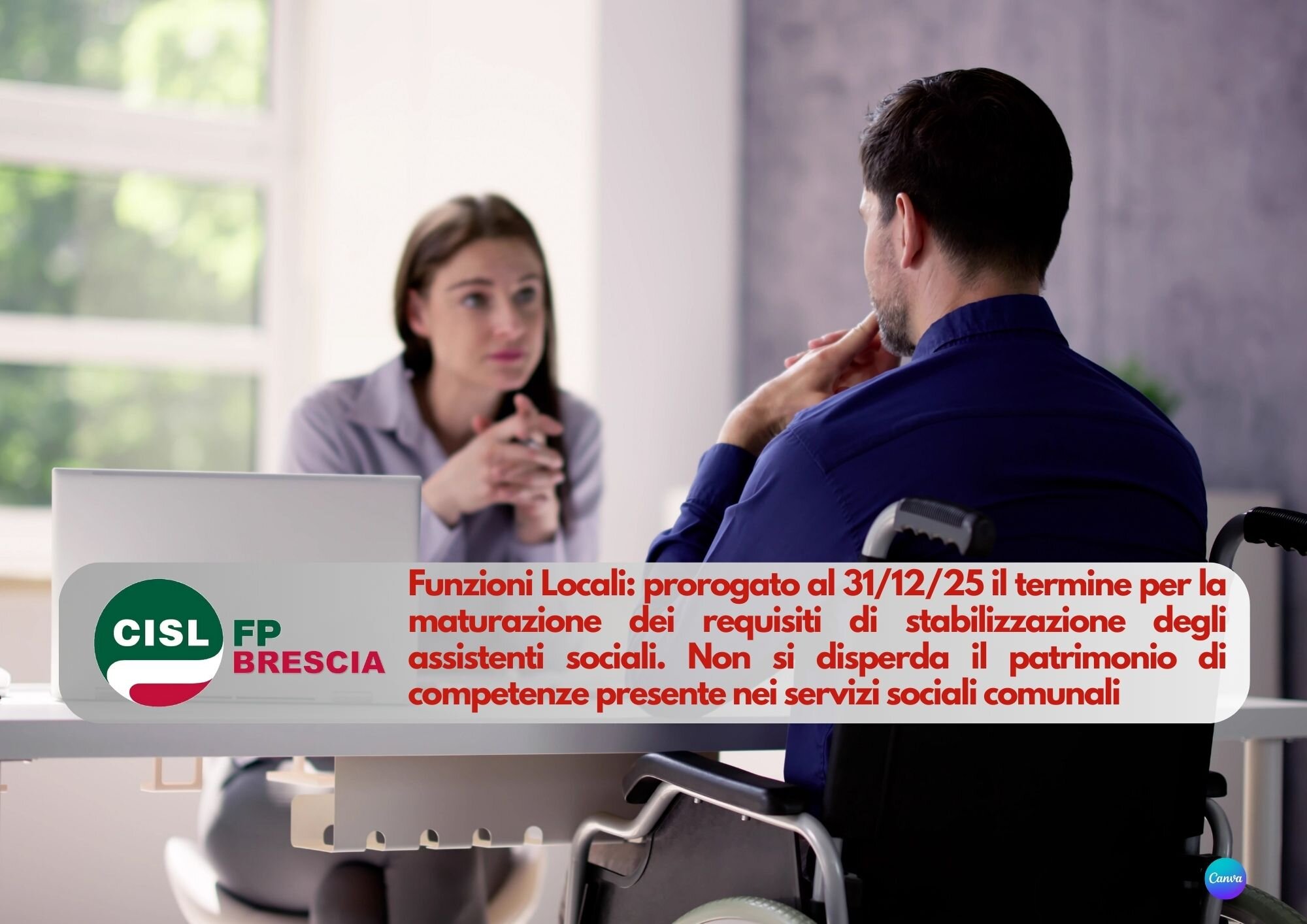 CISL FP Brescia. Assistenti Sociali: prorogato il termine maturazione requisiti di stabilizzazione