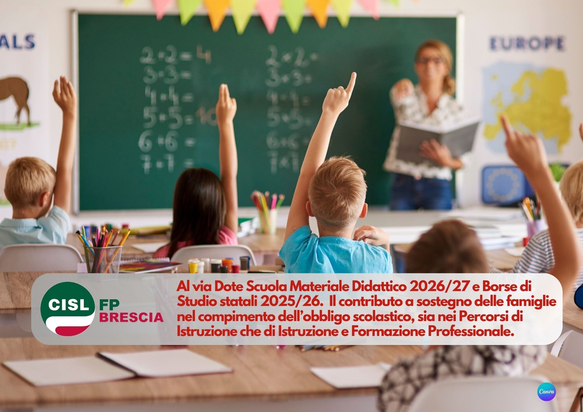 CISL FP Brescia. Dote Scuola Materiale Didattico 2026/27 e Borse di Studio statali 2025/26: come farne richiesta
