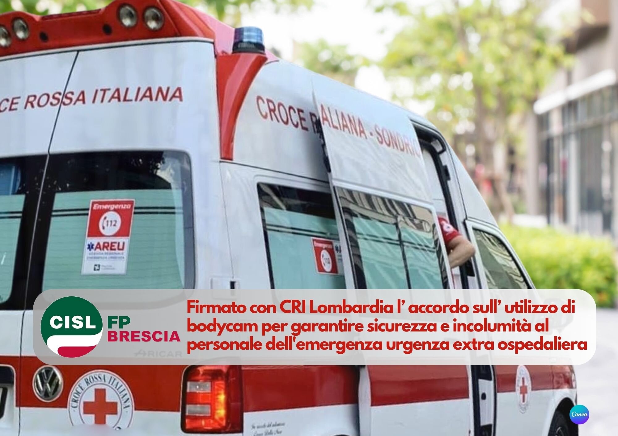 CISL FP Brescia. Firmato accordo con CRI Lombardia su bodycam per la sicurezza del personale dell'emergenza urgenza extra ospedaliera CISL FP Brescia. Firmato accordo con CRI Lombardia su bodycam per la sicurezza del personale dell'emergenza urgenza extra ospedaliera