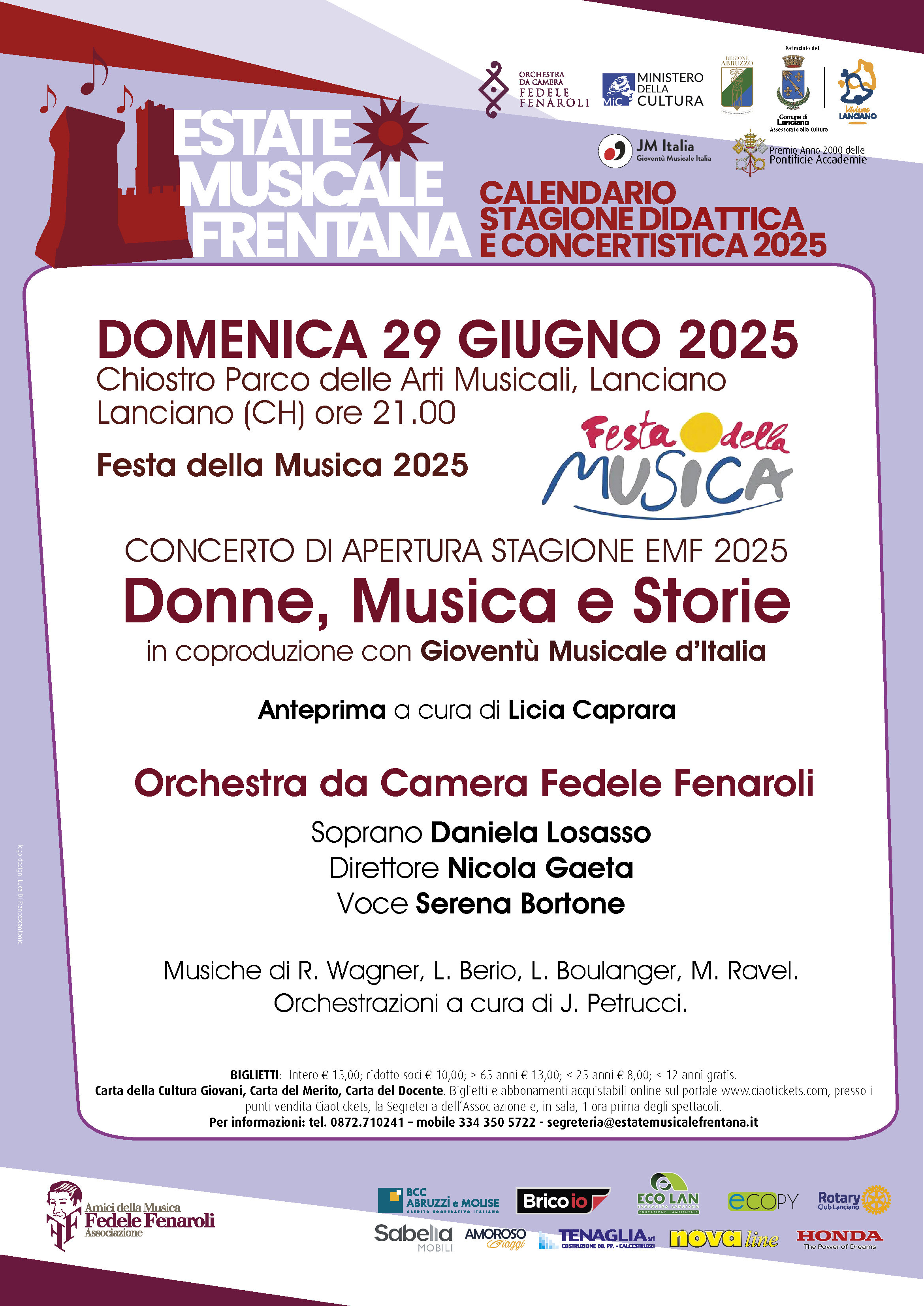 Donne, Musica e Storie, l&rsquo;Emf apre la stagione con una dedica al mondo femminile