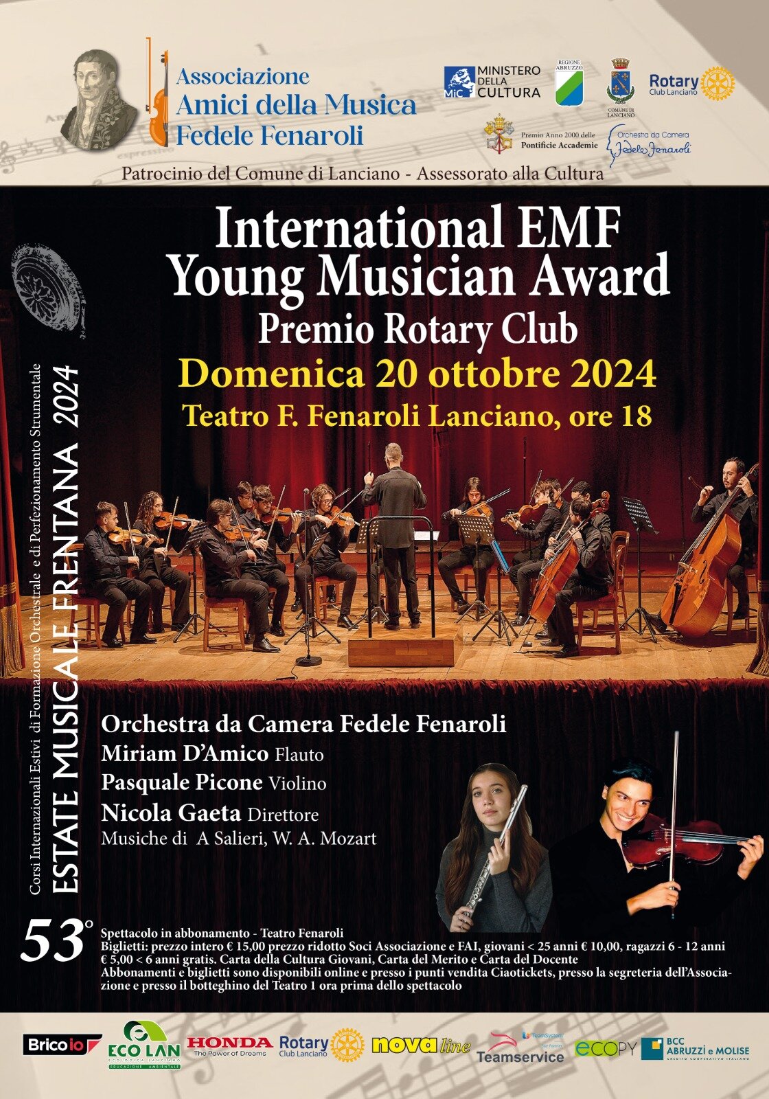 Al via stagione autunnale dell&rsquo;Estate Musicale Frentana 2024