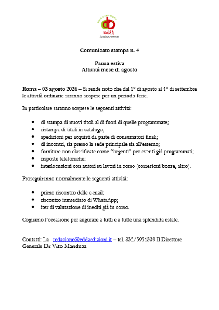 comunicato stampa n. 4 ferie