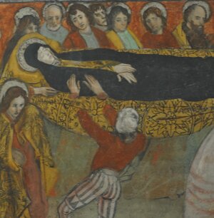 facciata affrescata sulla vita della Madonna