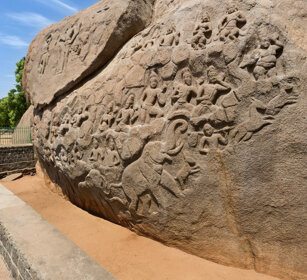 bassorilievi, bas-relieves Mamallapuram, Tamil Nadu