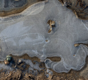 pozzanghera gelata, icy puddle