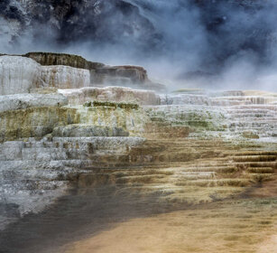 depositi calcarei, calcareous sediments Mammoth Hot spring, PN di Yellowstone, Yellowstone NP