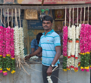 fioraio, flower vendor Chennai, Tamil Nadu