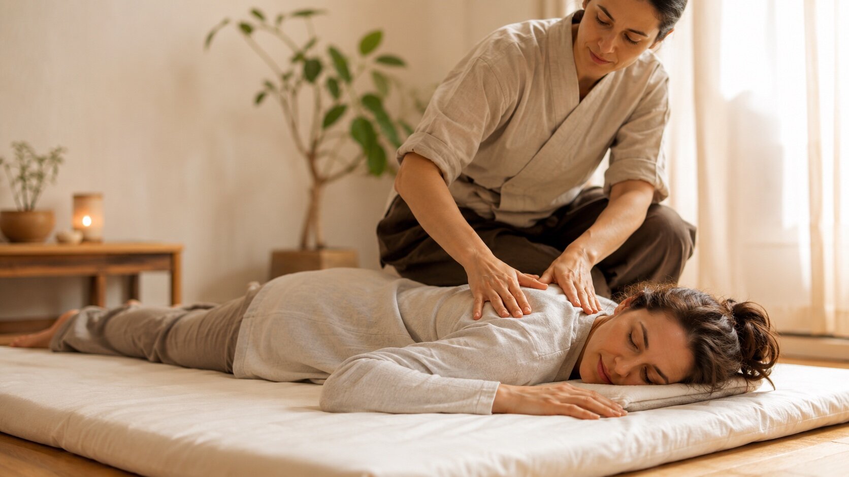 Trattamento shiatsu per una persona con tensioni diffuse e bisogno di rilassamento a Rovato in Franciacorta
