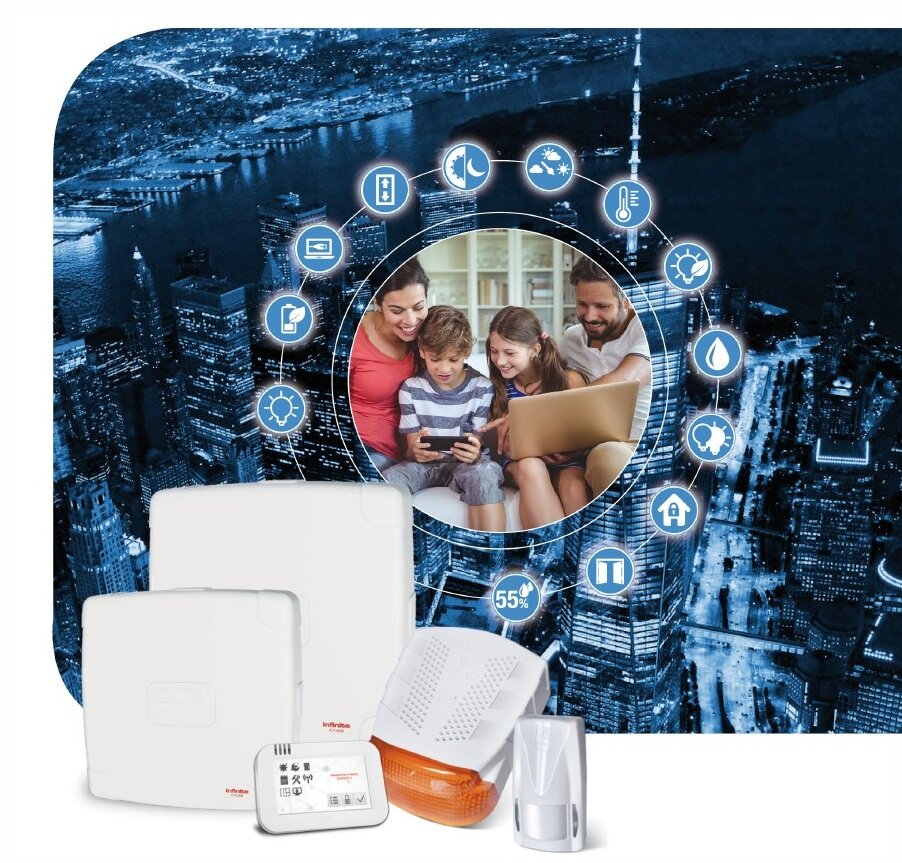 immagine-2025-11-24-152640.jpeg Immagine con sfondo tecnologico e in primo piano una famiglia e alcuni prodotti CSI Centro Sicurezza Italia