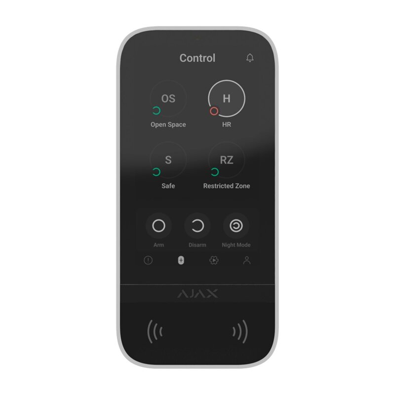 Ajax KeyPad TouchScreen Jeweller bianco vista forntale
