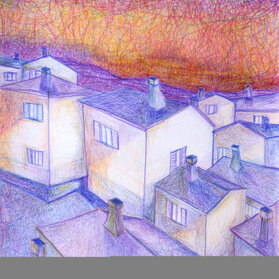 Viola Statico Pastelli su carta, formato A3