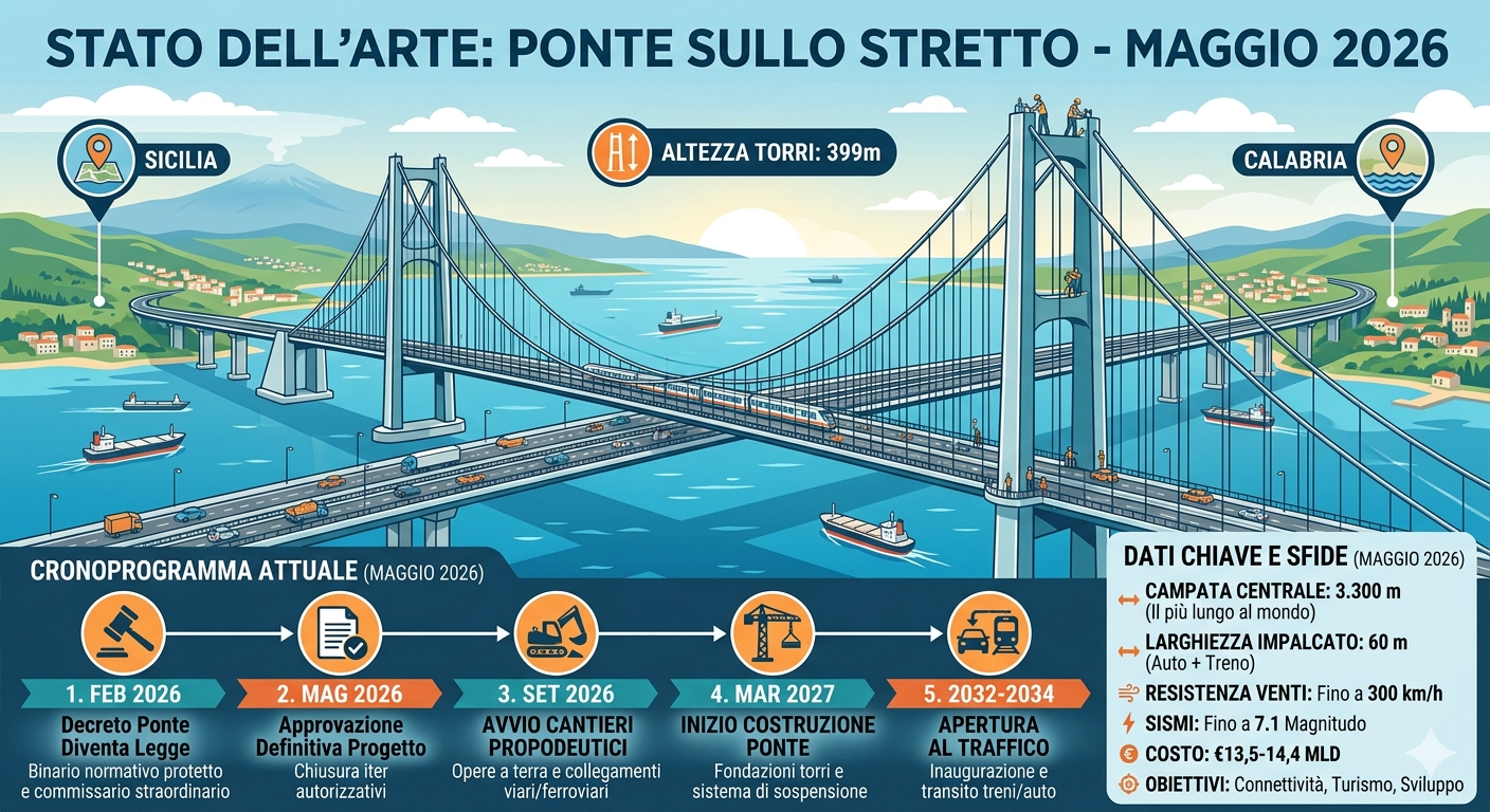 Ponte sullo Stretto: Maggio 2026, il progetto entra nella fase operativa