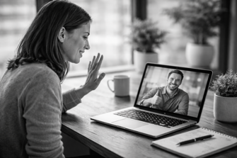 chiamata video in un ufficio accogliente