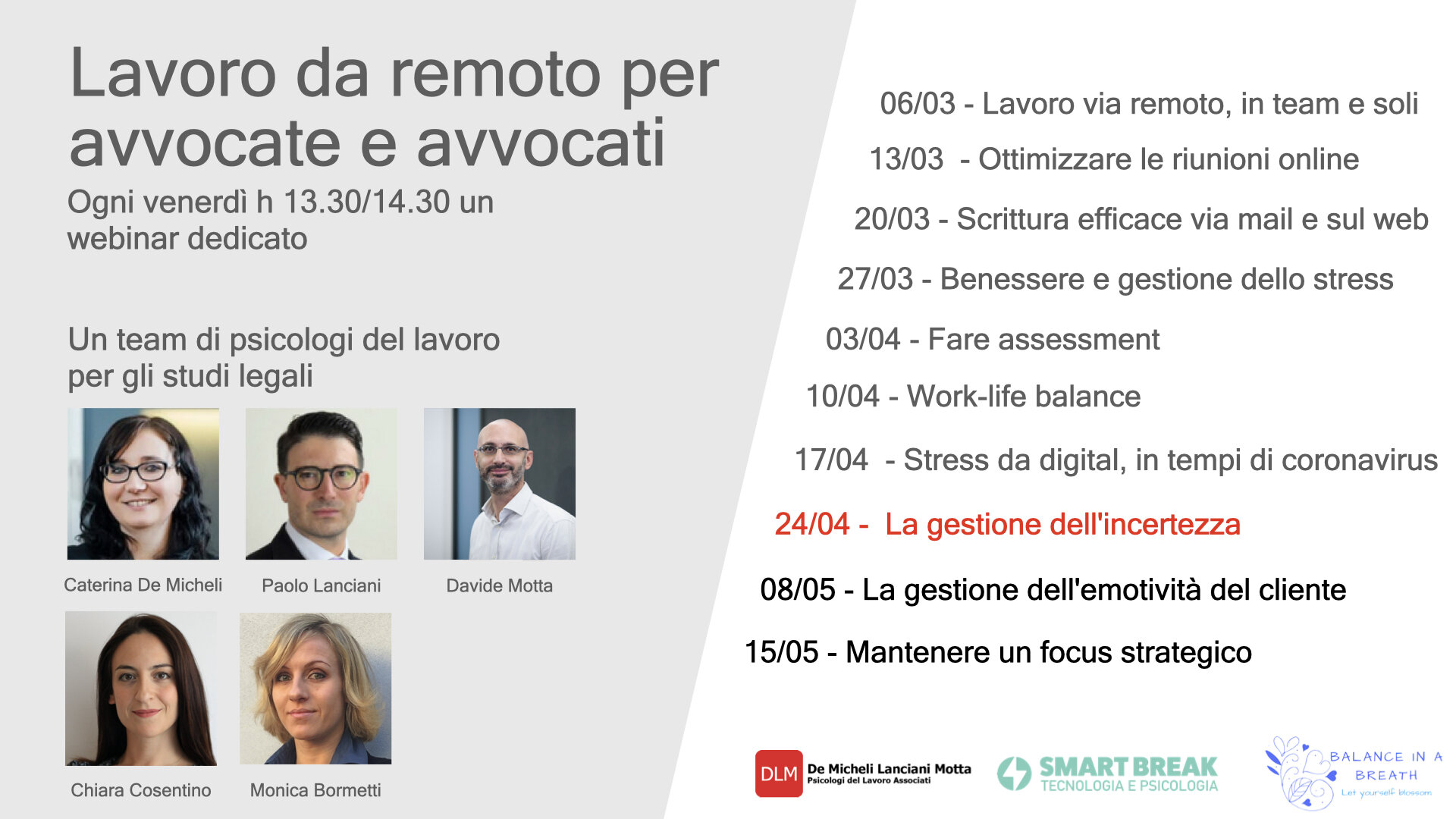 LA GESTIONE DELL’INCERTEZZA - webinar + handout LA GESTIONE DELL’INCERTEZZA - webinar + handout