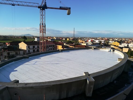 IMPERMEABILIZZAZIONE CON MEMBRANA DERBIGUM BRITE, COMPLESSO PARROCCHIALE MARIA SS. DI LOURDES 