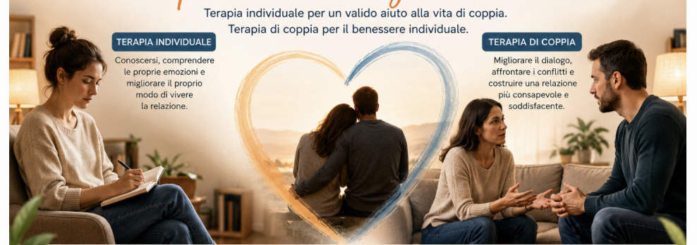 Terapia individuale per migliorare la vita di coppia. Terapia di coppia per ritrovare il benessere personale.