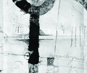 acrilico e grafite su tessuto pesante intelaiato