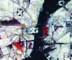 acrilici e grafite su tavola dittico (160x110 + 160x110cm) 