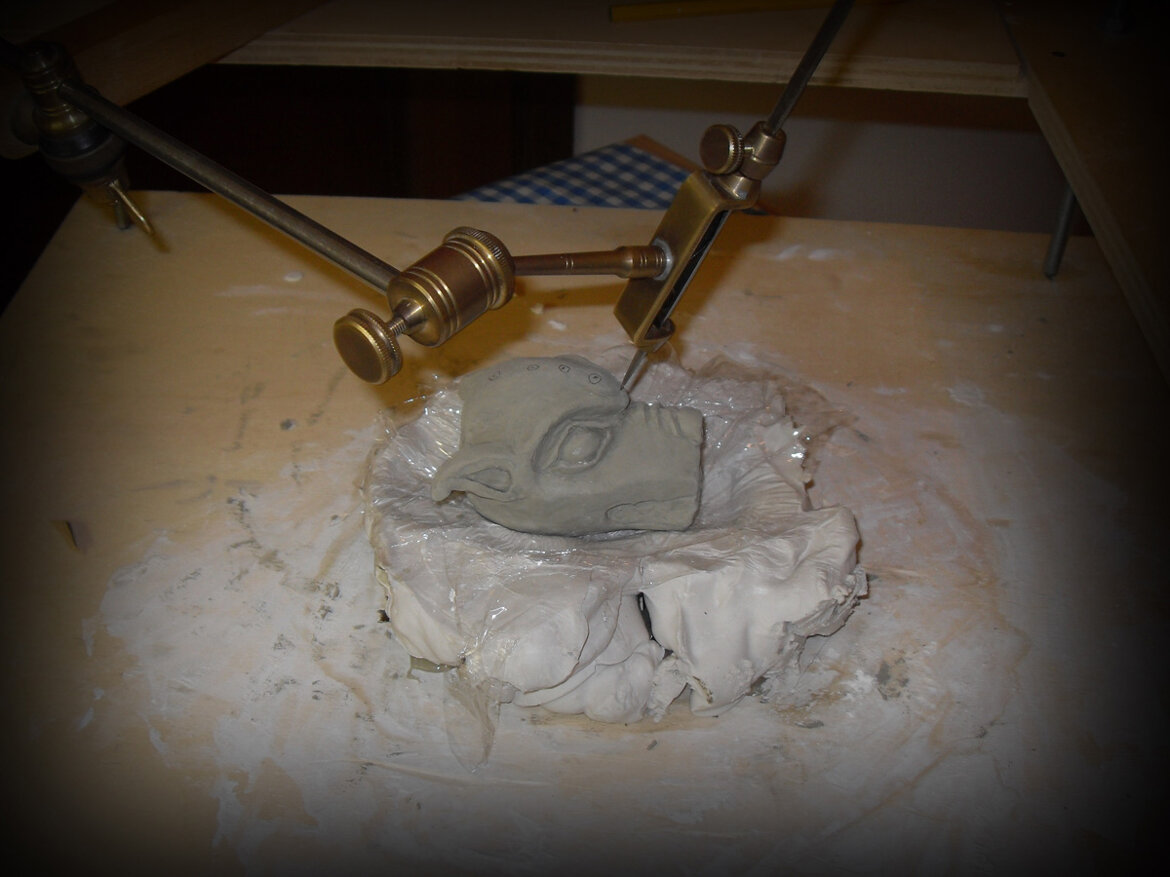 Clay model for a carved chanter stock