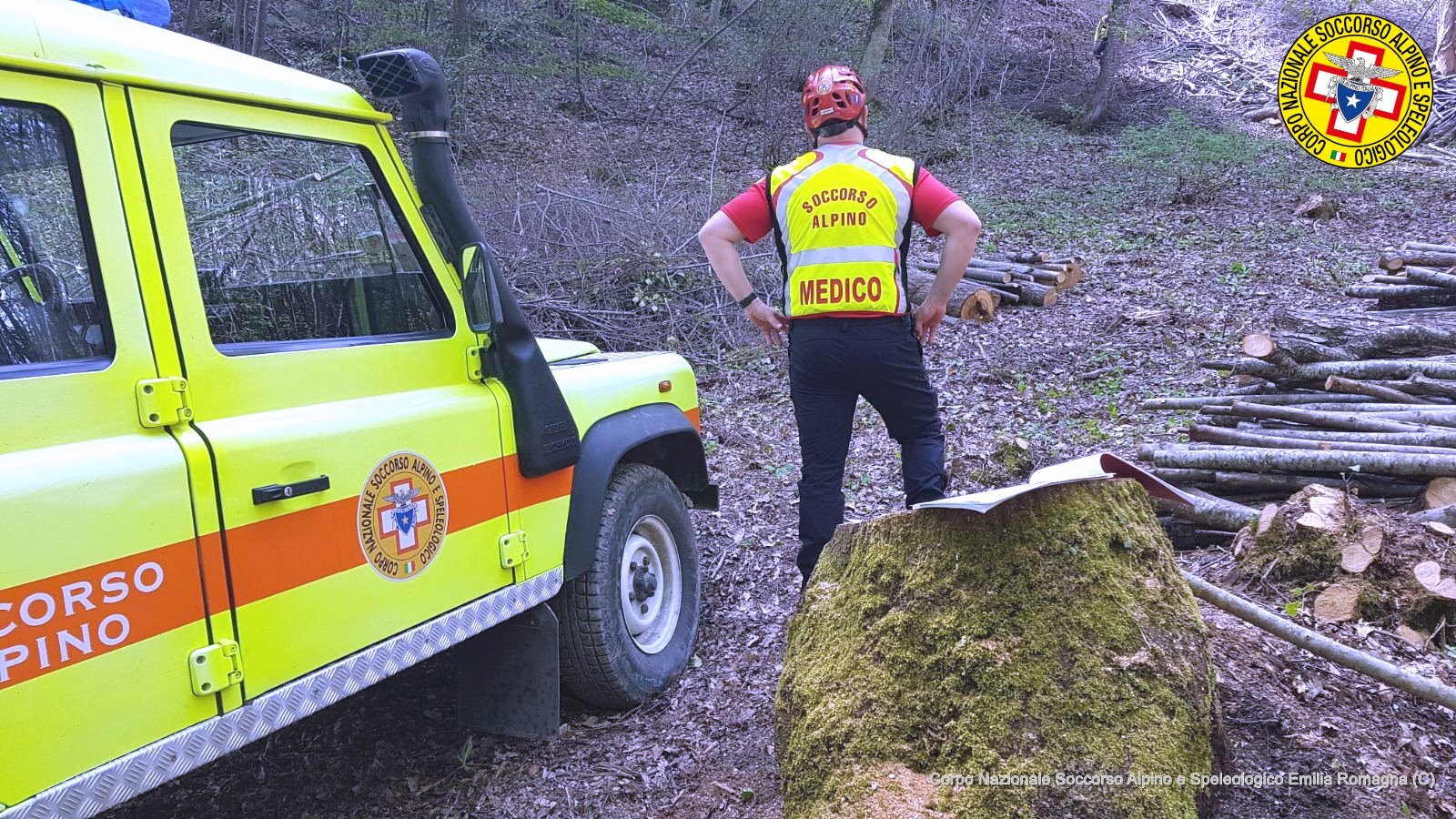 24 aprile 2018. Alfero (FC). Loc. Tre Cavoli (Verghereto &ndash; FC). Boscaiolo colto da malore; nulla da fare per i soccorritori.