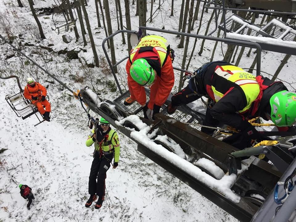 16 novembre 2019. Addestramento evacuazione impianti a fune.