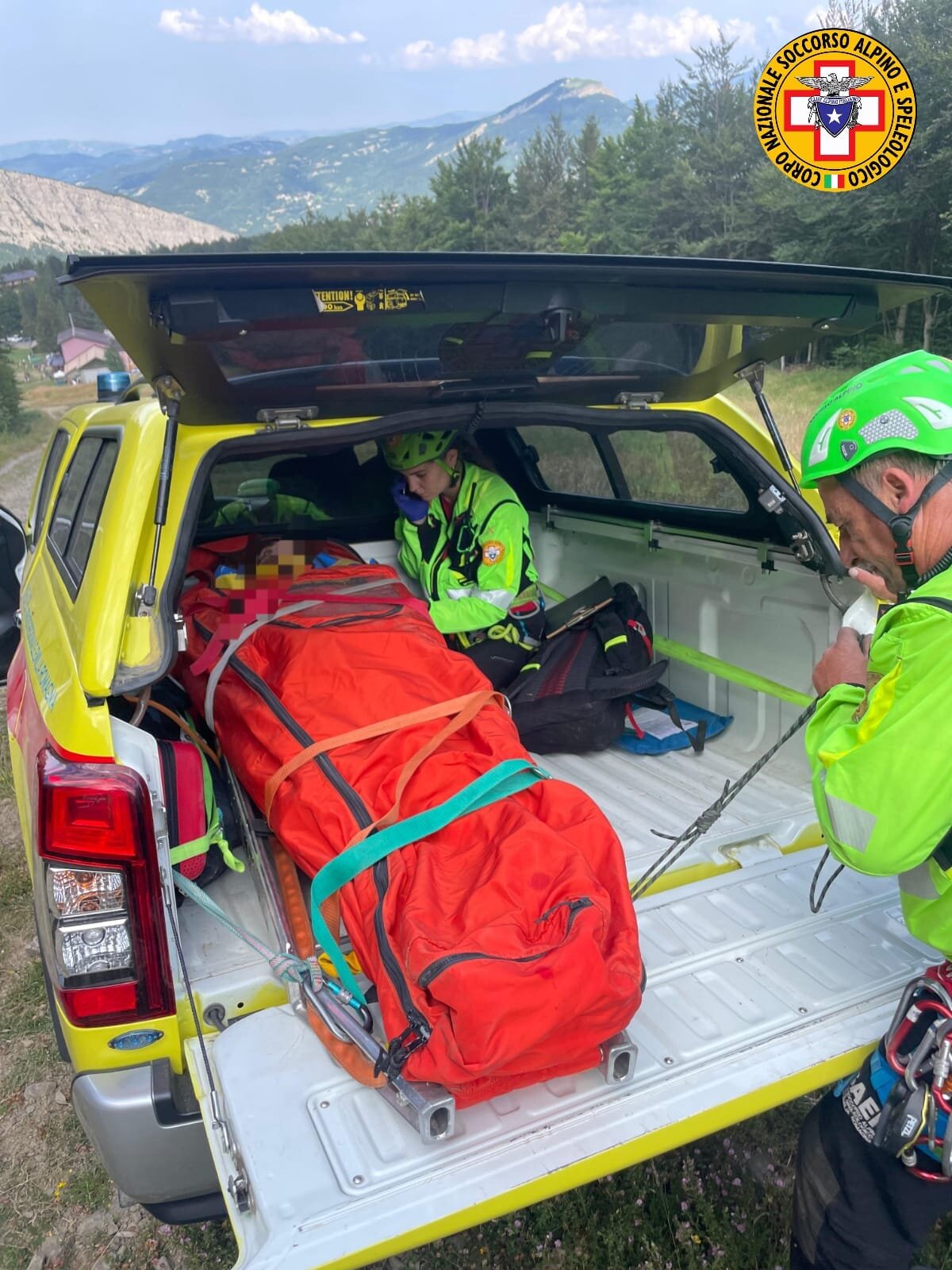 21 luglio 2024. Febbio (RE). Biker infortunato durante attivit&agrave; di downhill.
