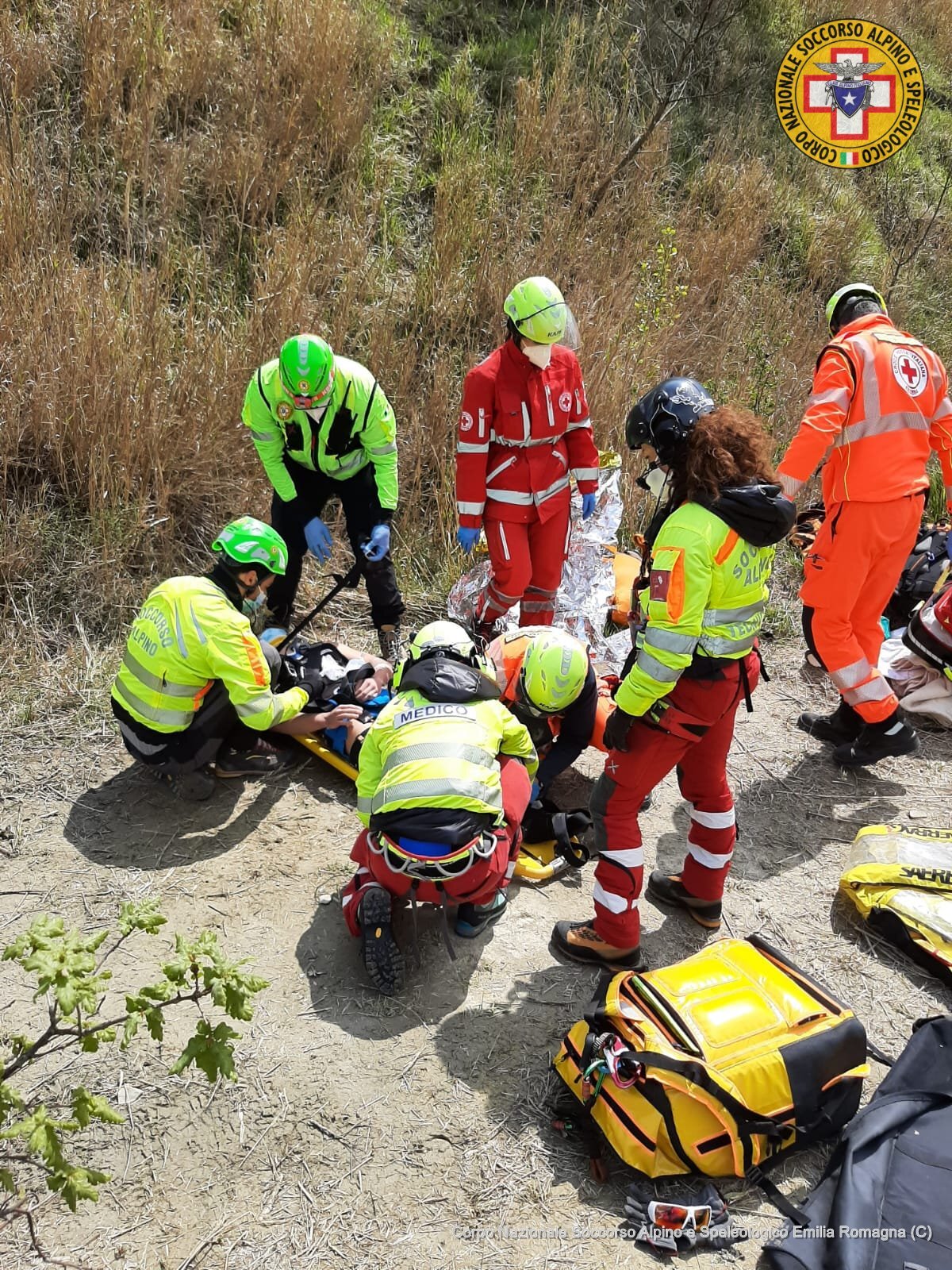 18 aprile 2021. Roncofreddo (FC). Brutta caduta durante escursione in mountainbike.