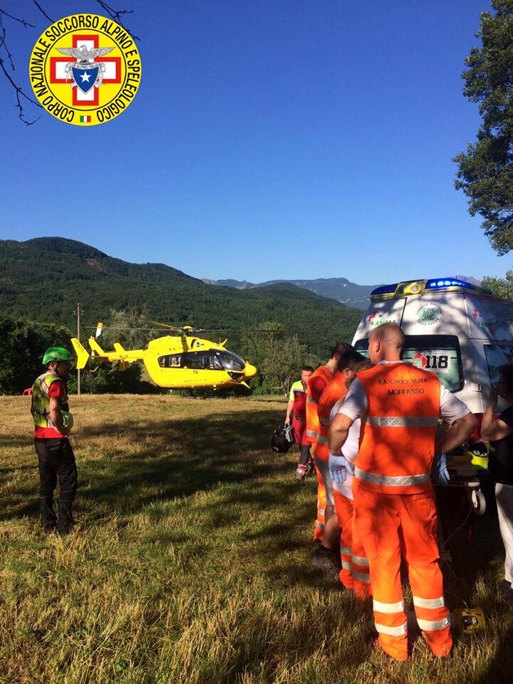 23 giugno 2019. Settesorelle Vernasca (PC). Fungaiolo colto da malore, intervento del Soccorso Alpino ed elisoccorso.