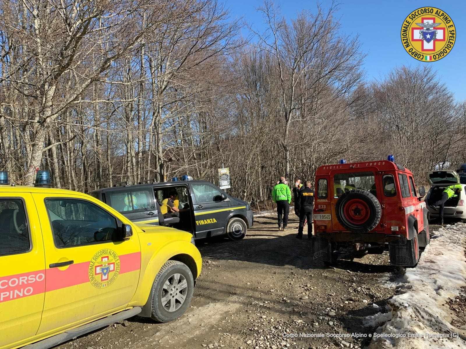 25 febbraio 2021. Schia (Tizzano Valparma-Pr). Riprese le ricerche dello scialpinista disperso.