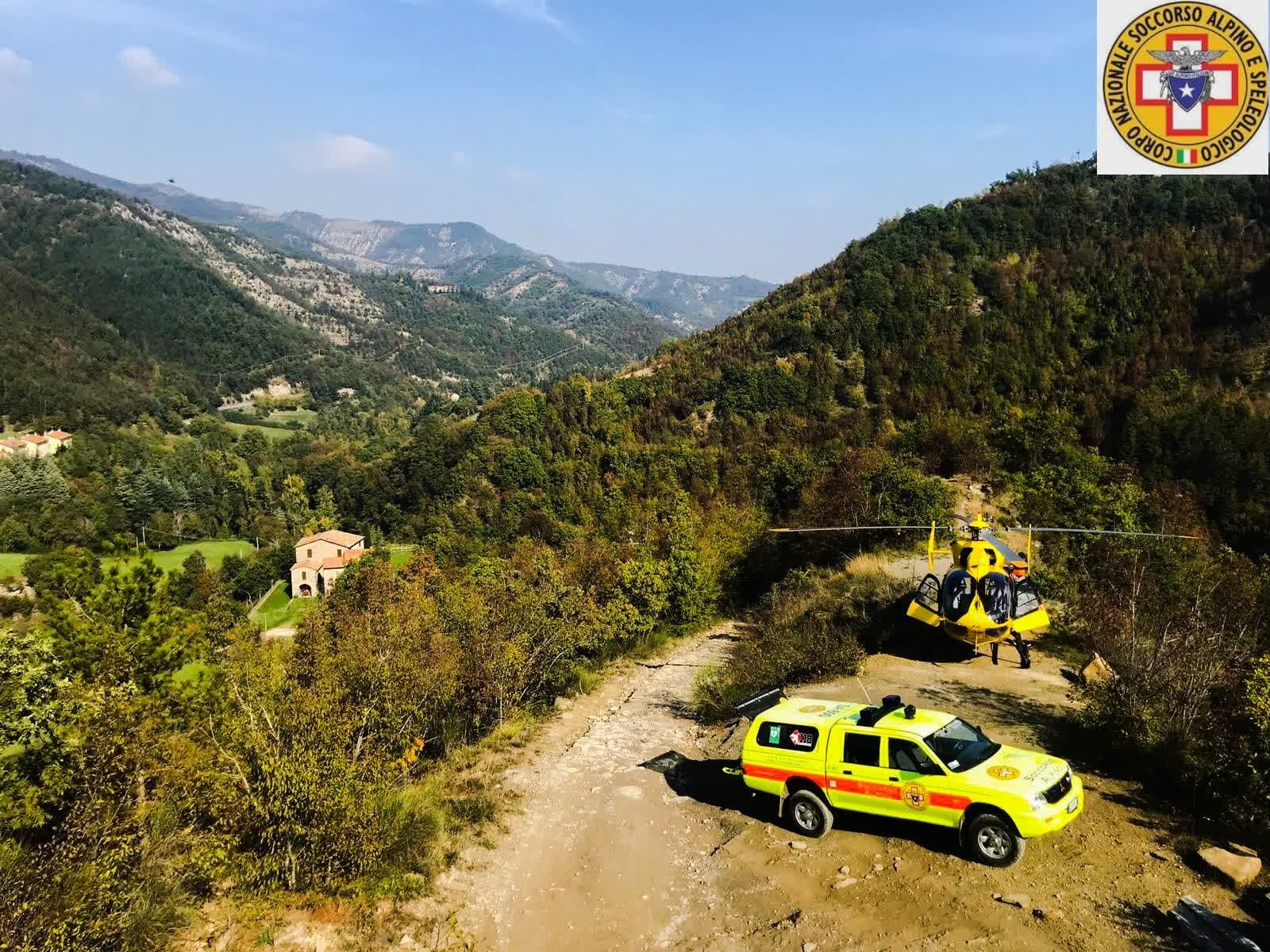 19 ottobre 2018. Bocconi (FC). Escursionista cade su sentiero e si procura un trauma cranico.